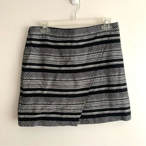 J. Crew Factory Cotton Blend Faux Wrap Stripe Mini Skirt
